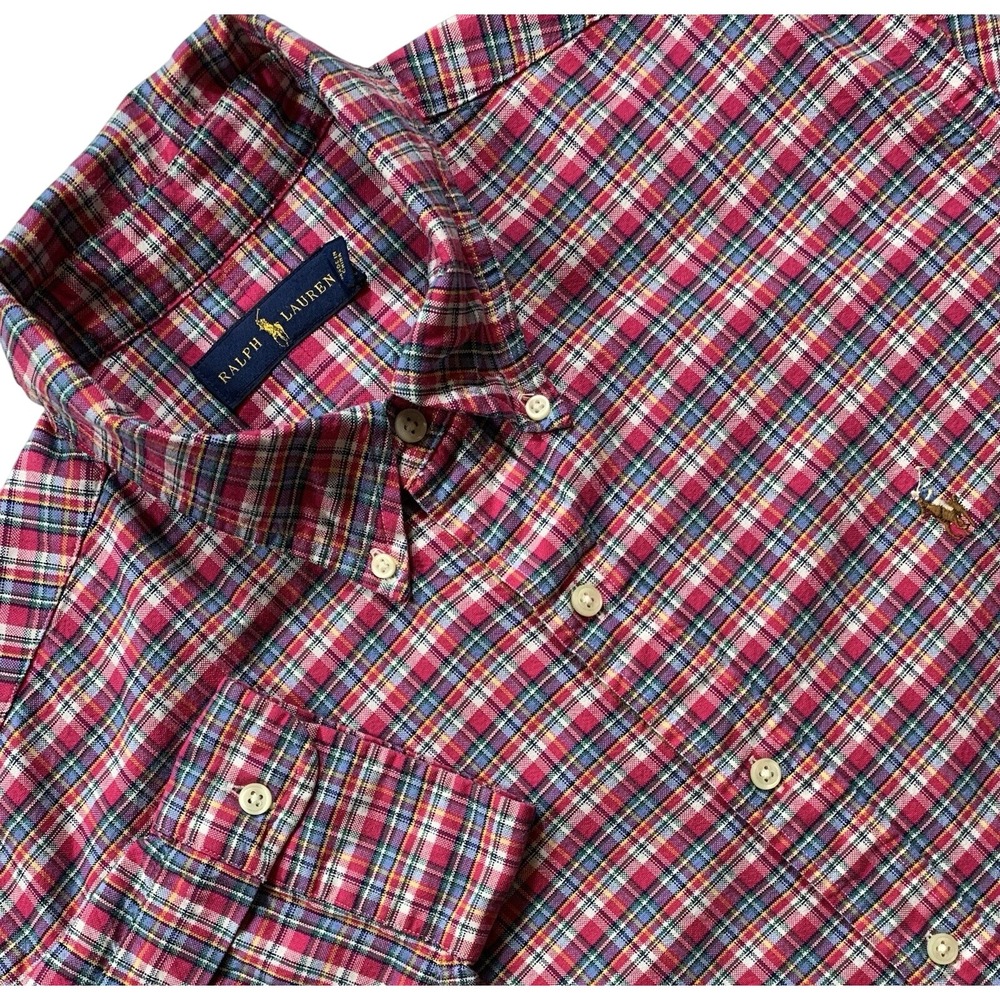 Polo Ralph Lauren Men's Multicolor Plaid Shirt Long Sleeve Flesh Pony XL -231